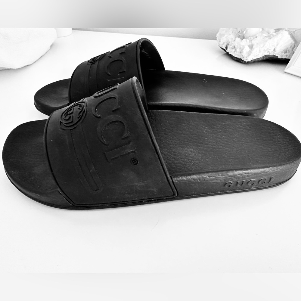 Gucci logo, rubber slide black